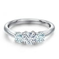 thumbnail image 3 of Gem Stone King 925 Sterling Silver White Moissanite and Sky Blue Aquamarine Engagement Ring for Women | 1.00 Cttw | Round 5MM | Gemstone Birthstone | Size 7, 3 of 7