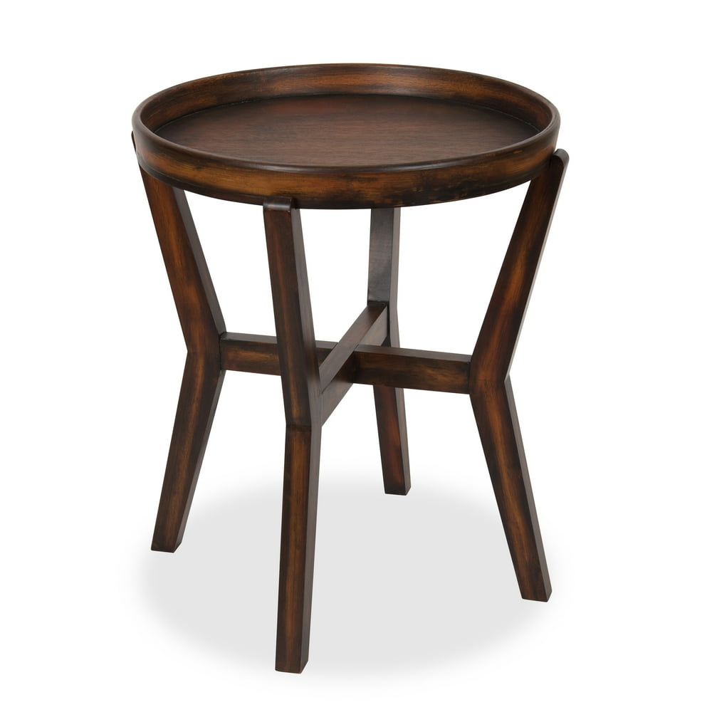 Kate and Laurel Arkdale Round Wood Accent Table with Removable Tray