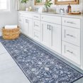 thumbnail image 5 of iOhouze Hallway Runners 2x8 Washable Rug Runner Kitchen Runners Vintage Thin Floral Rugs Non-Slip Low Pile Print Runners for Hallways Laundry Room Kitchen, Blue/Navy/White, 5 of 6
