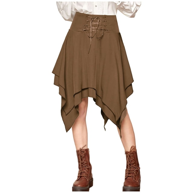 New Border Halloween Costume Hot Style Gothic Retro Irregular Lace Up Skirt For Women