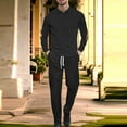 thumbnail image 2 of Men's 2 Piece Tracksuit Set, Long Sleeve Polo Shirt and Drawstring Jogger Pants, Casual Athletic Outfit, Navy Blue, Comfortable and Stylish Loungewear for Everyday Wear and Sports Activities, 2 of 4