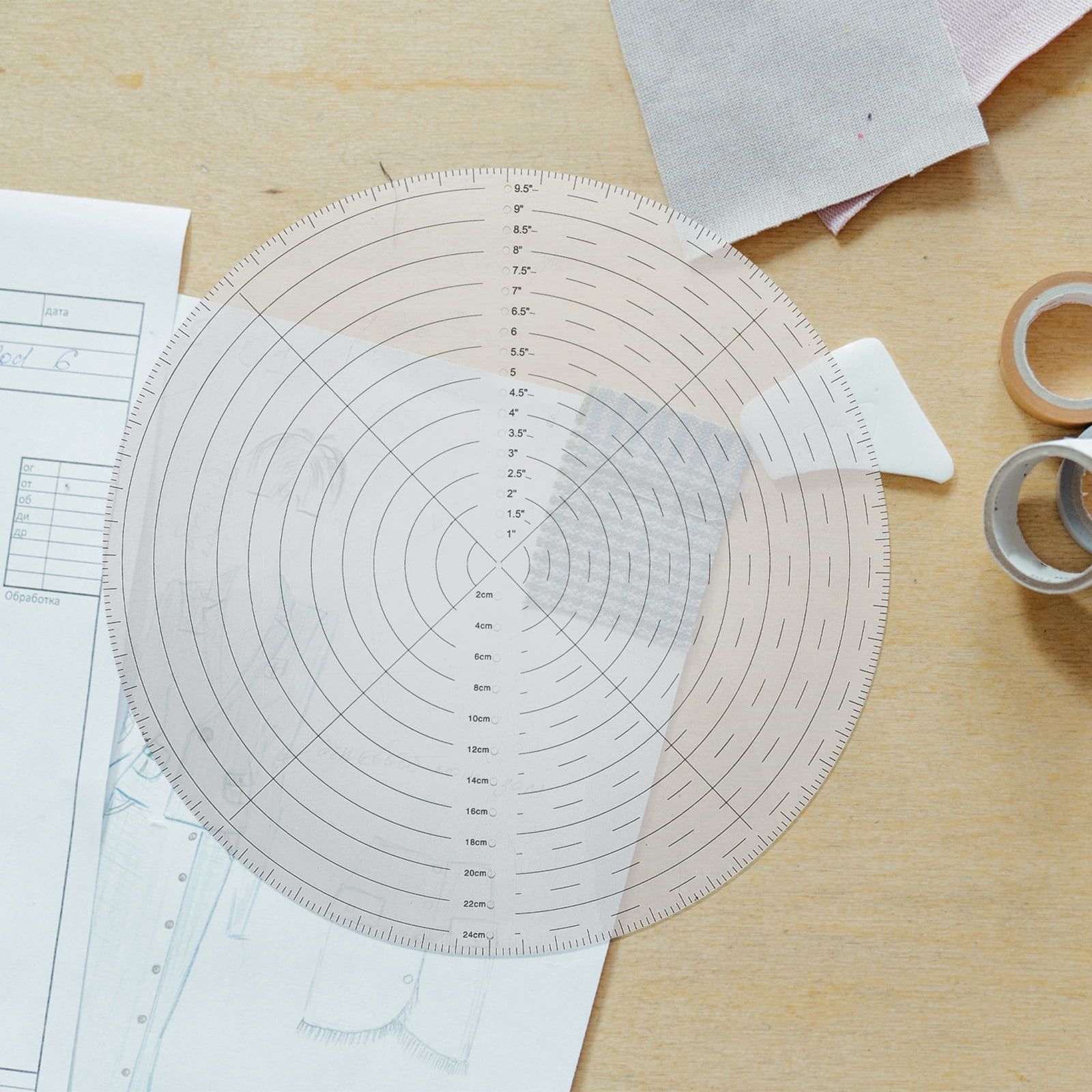 WEUVEB Clear Acrylic Centering Ruler for Precise Sewing, Quilting, Crafting, and Measurement Accuracy