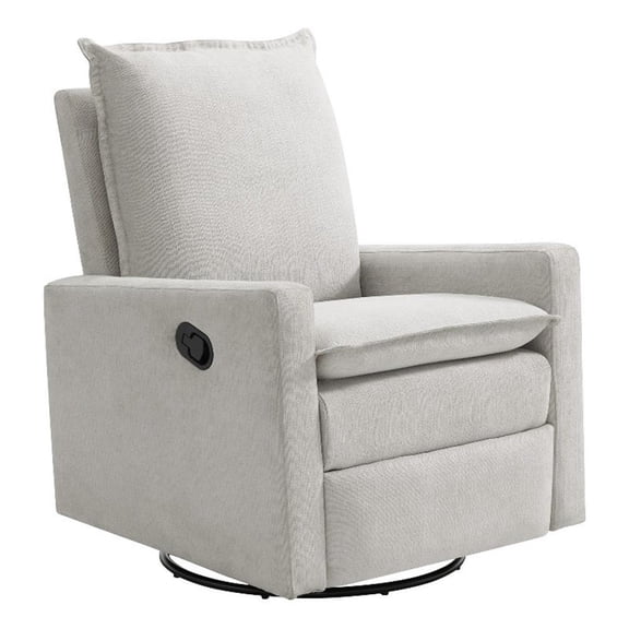 Pemberly Row Wood and Fabric Swivel Glider & Recliner in Sand Beige