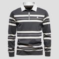 thumbnail image 2 of Vedolay Golf Polos for Men Pullover Button Long Sleeve Slim Fit Gradient Tops Gray,L, 2 of 4