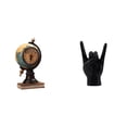 thumbnail image 1 of Reloj de mesa con figura de globo terráqueo moderno en forma de mano, adorno artístico y creativo para estantería, oficina, dormitorio, apartamento o, 1 of 8