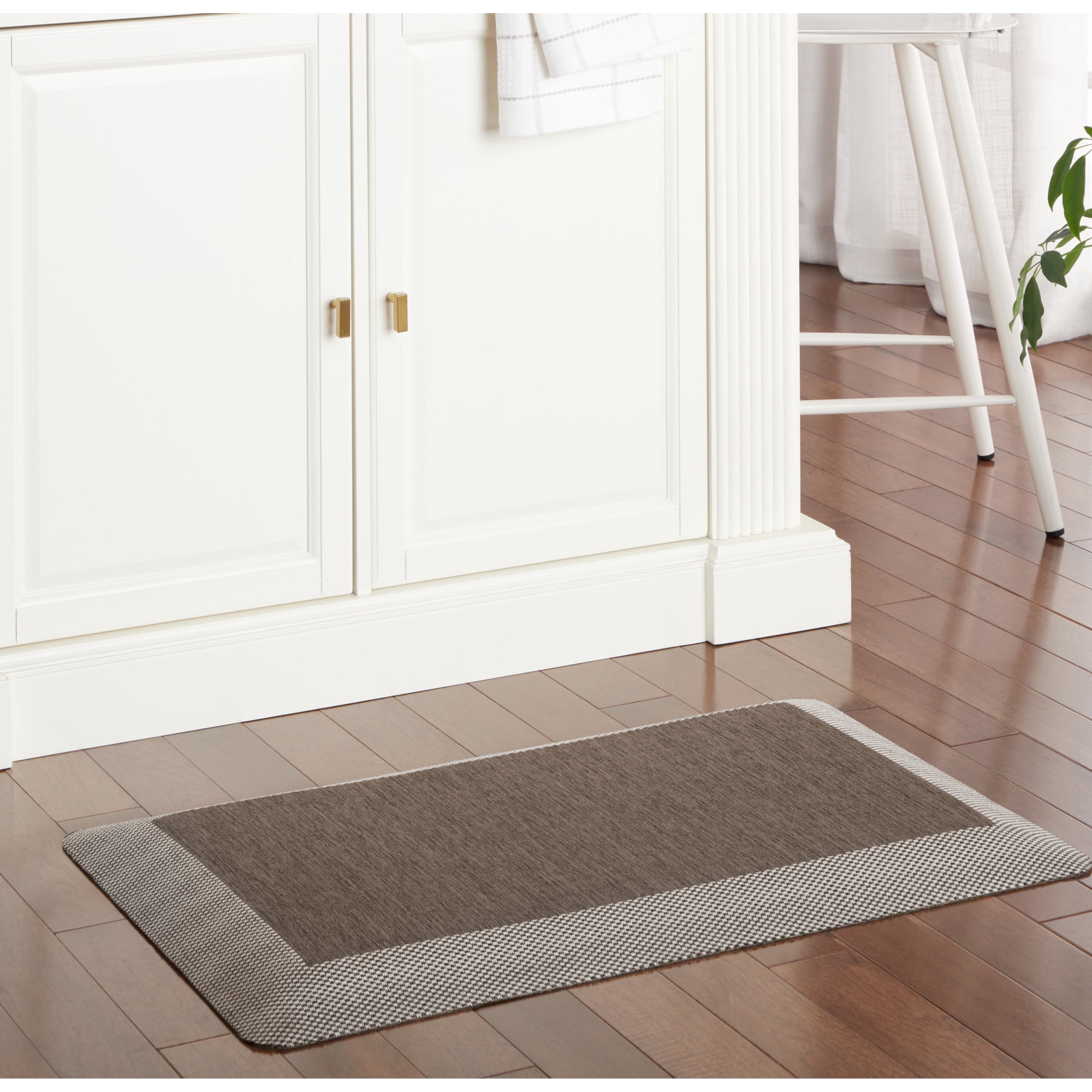 MARTHA STEWART Mira Modern Heathered Solid Anti-Fatigue Air-Infused Kitchen Mat, Brown, 19.6"x39"