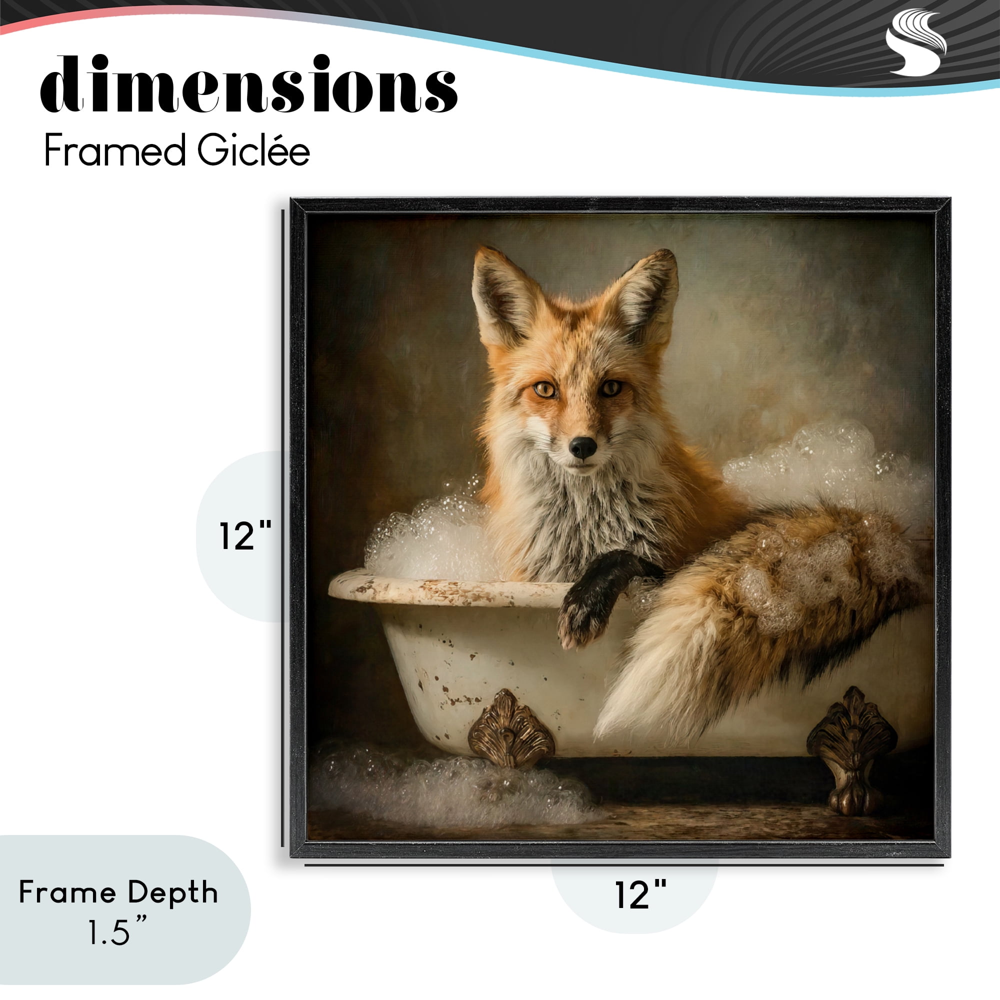 Stupell Industries Red Fox Bubble Bath Black Framed Giclee Art, design by Tina LeCour