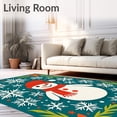 thumbnail image 2 of ODIKA 3'x5' Machine Washable Non-Slip Area Rug, Winter Wonderland Design Featuring Classic Snowman High Traffic Rug with Pad, Teal, 730160, 2 of 8