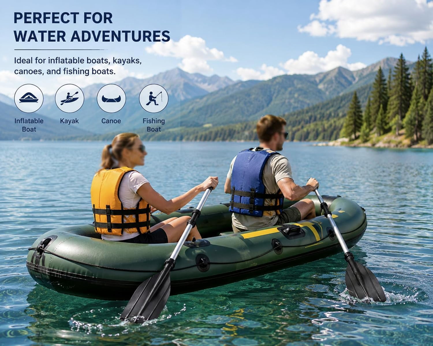 2 Pcs Kayak Paddles, Portable Lightweight Detachable Kayak Paddle Set for Kayaking, Canoeing, Fishing & Boating