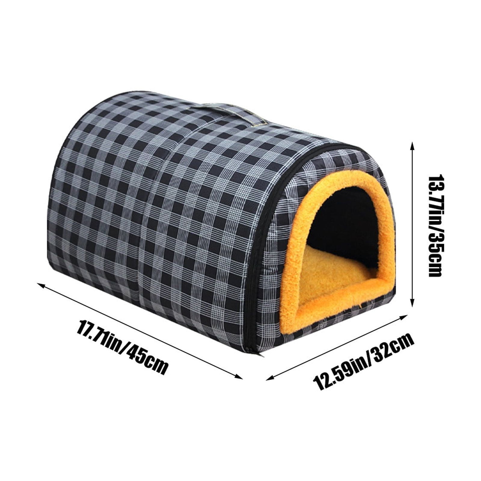 Matoen Small Dog House Indoor, 2 in 1 Washable Covered Dog Cat Bed,Insulated Cozy Pet Dog Igloo Cave, M Size for Cats and Puppies, Black