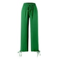 thumbnail image 3 of Women Casual Pants Solid Color Pocket Elastic Waist Drawstring Loose Comfortable Daily Wear, 3 of 4