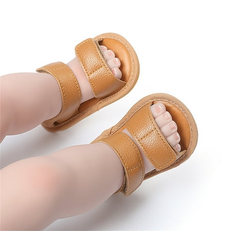 

Aayomet Boys Girls Open Toe Solid Shoes First Walkers Shoes Summer Toddler Flat Sandals Girl Sandals Coffee 5