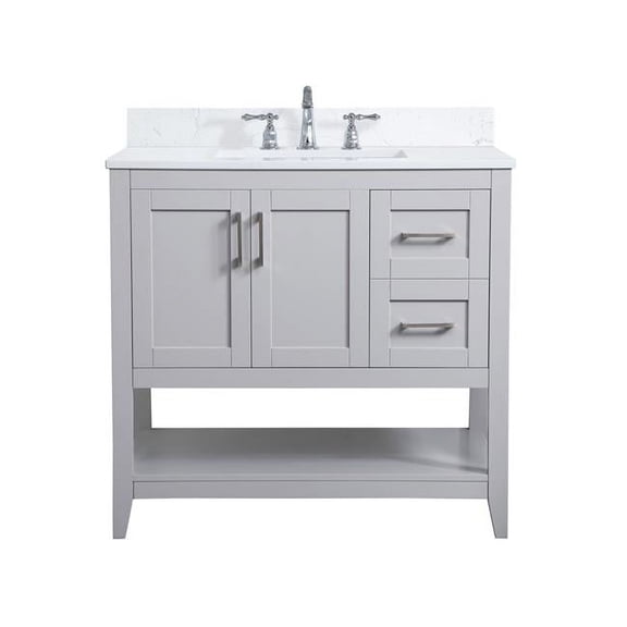 36 in. Single Bathroom Vanity with Backsplash - Grey