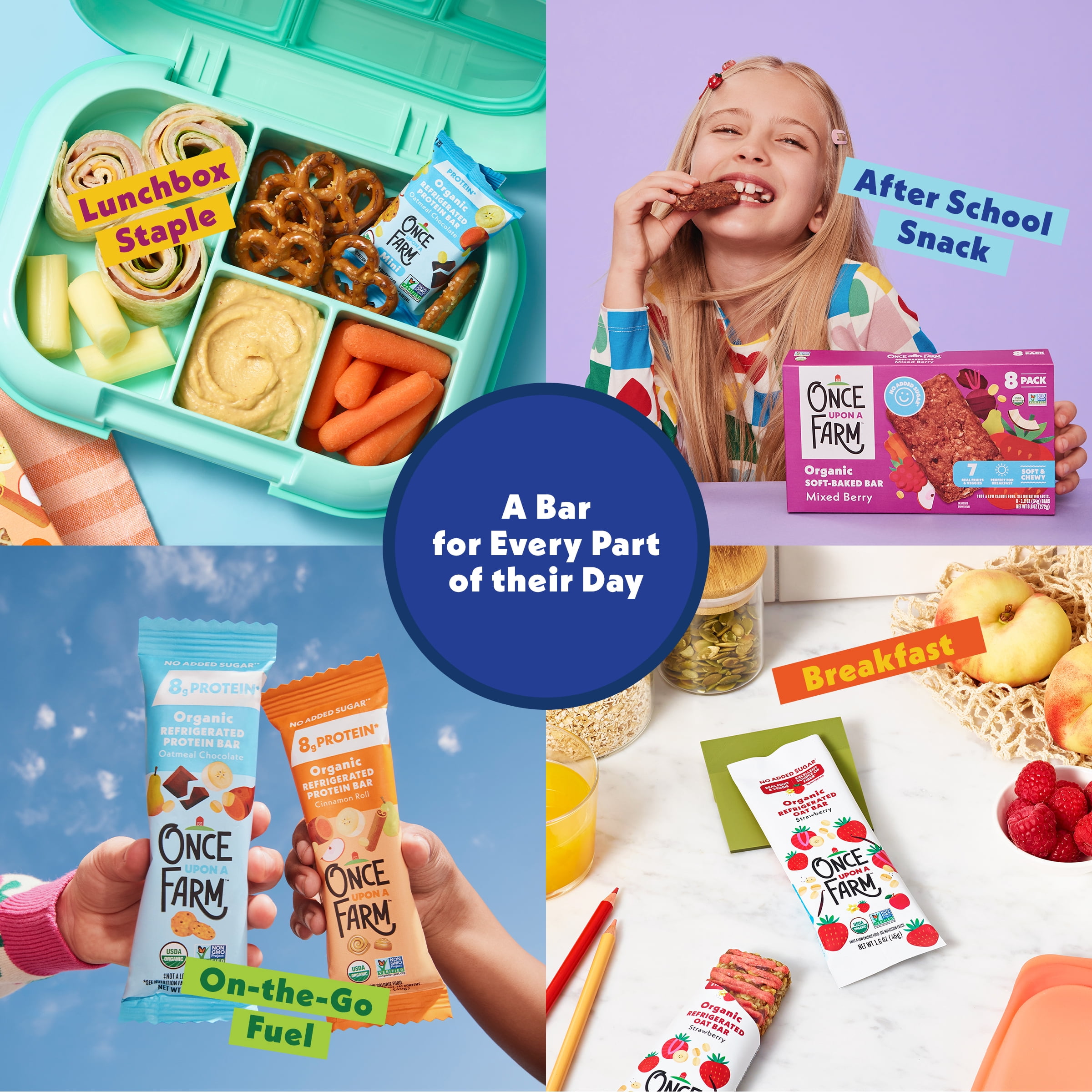 Once Upon a Farm Organic Refrigerated Oat Mini Toddler Snack Bar, Blueberry, 6ct