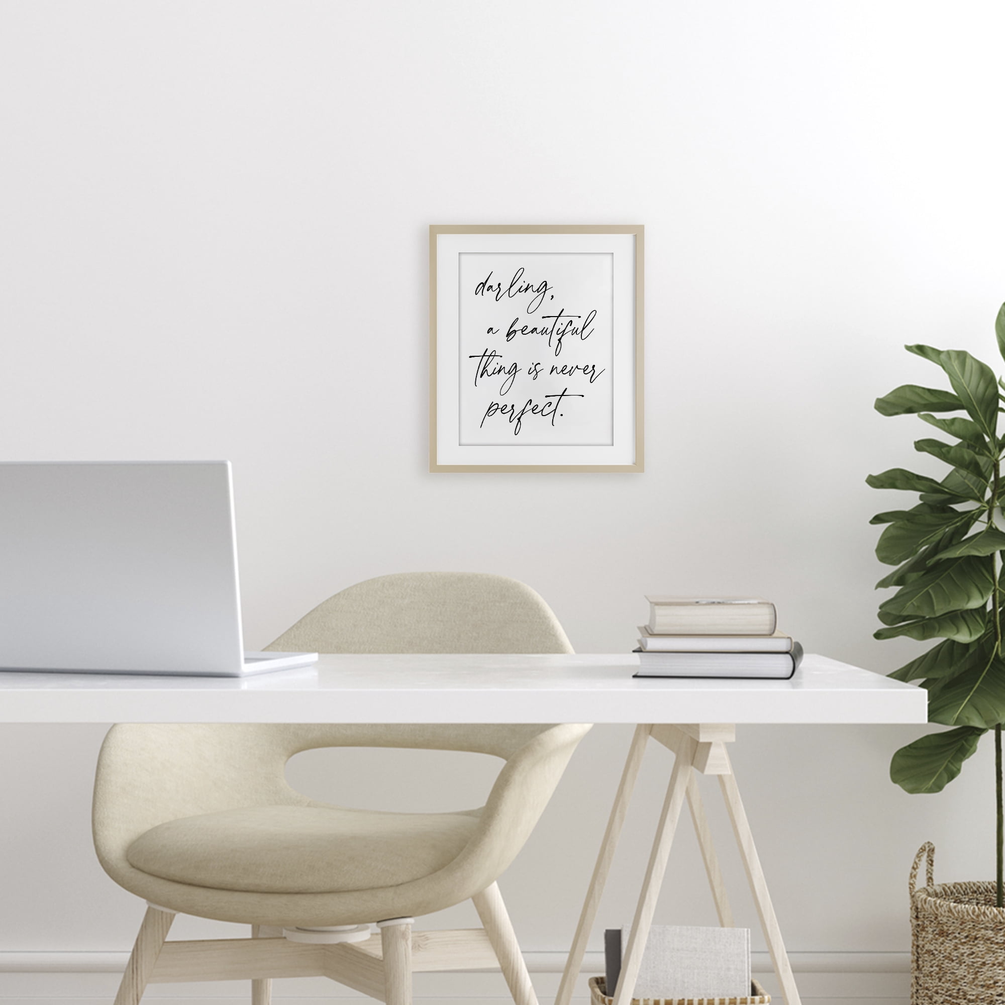 A Beautiful Thing Is Never Perfect Birch Framed Print Under Glass, design by Lettered and Lined