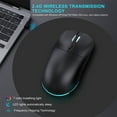 thumbnail image 4 of Mistaha Rechargeable Silent Wireless Mouse with Colorful LED Lights, Quiet Click, Ergonomic Design, 2.4G Stable Connection, Adjustable DPI, Compatible with Desktop Laptop Tablet - Black, 4 of 6