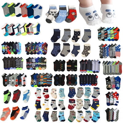 

Lot 12 Pair Toddler BOY Children Kid Socks Mixed Design Spandex Ankle Crew 0-12