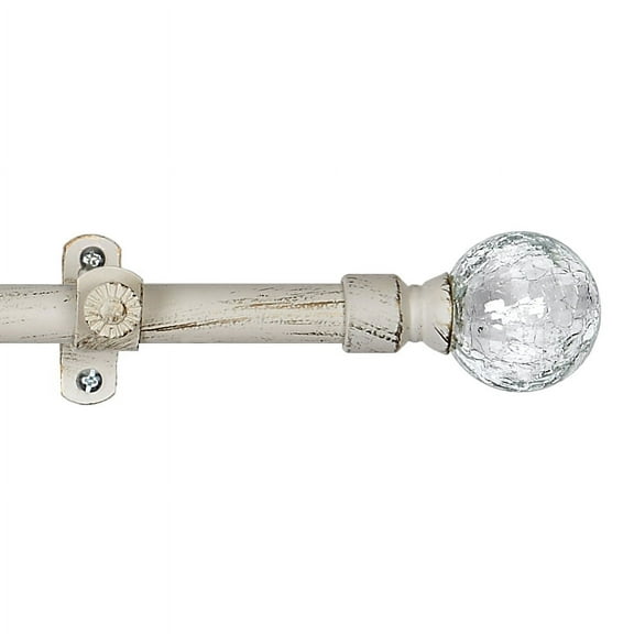 White Gold Adjustable Decorative Curtain Rods Spherical Metal Finials 28" - 48"