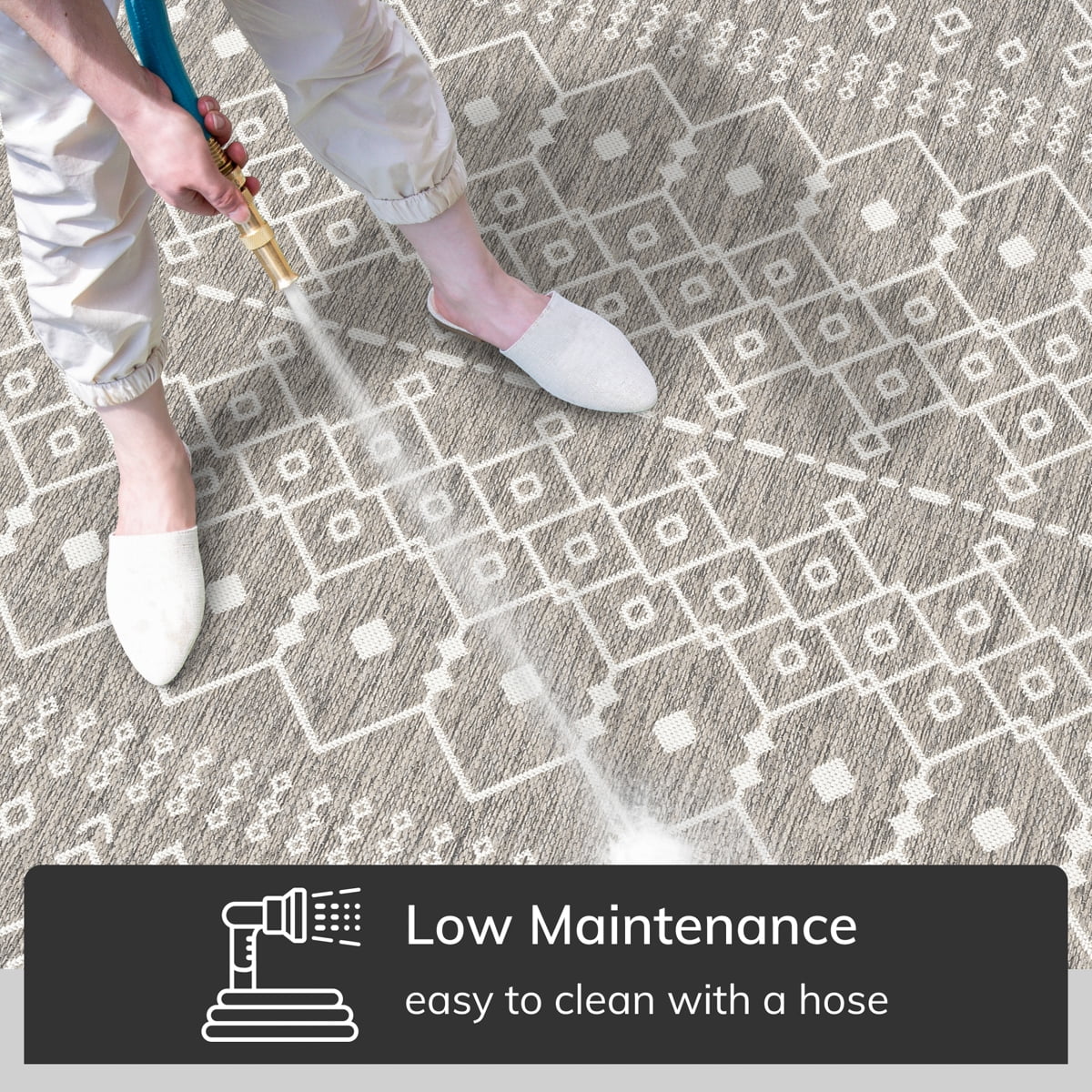 Well Woven Medusa Nord Nordic Lattice Pattern Outdoor Light Grey 9'3" x 12'6" Area Rug