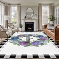 thumbnail image 2 of Rectangle Rug 6x9ft Area Rug, Summer Hydrangea Leaf Area Rugs for Living Room Bedroom, Purple Blue Flower Buffalo Check Floor Mat Non-Slip Non-Shedding Carpet Indoor Accent Rugs, 2 of 9
