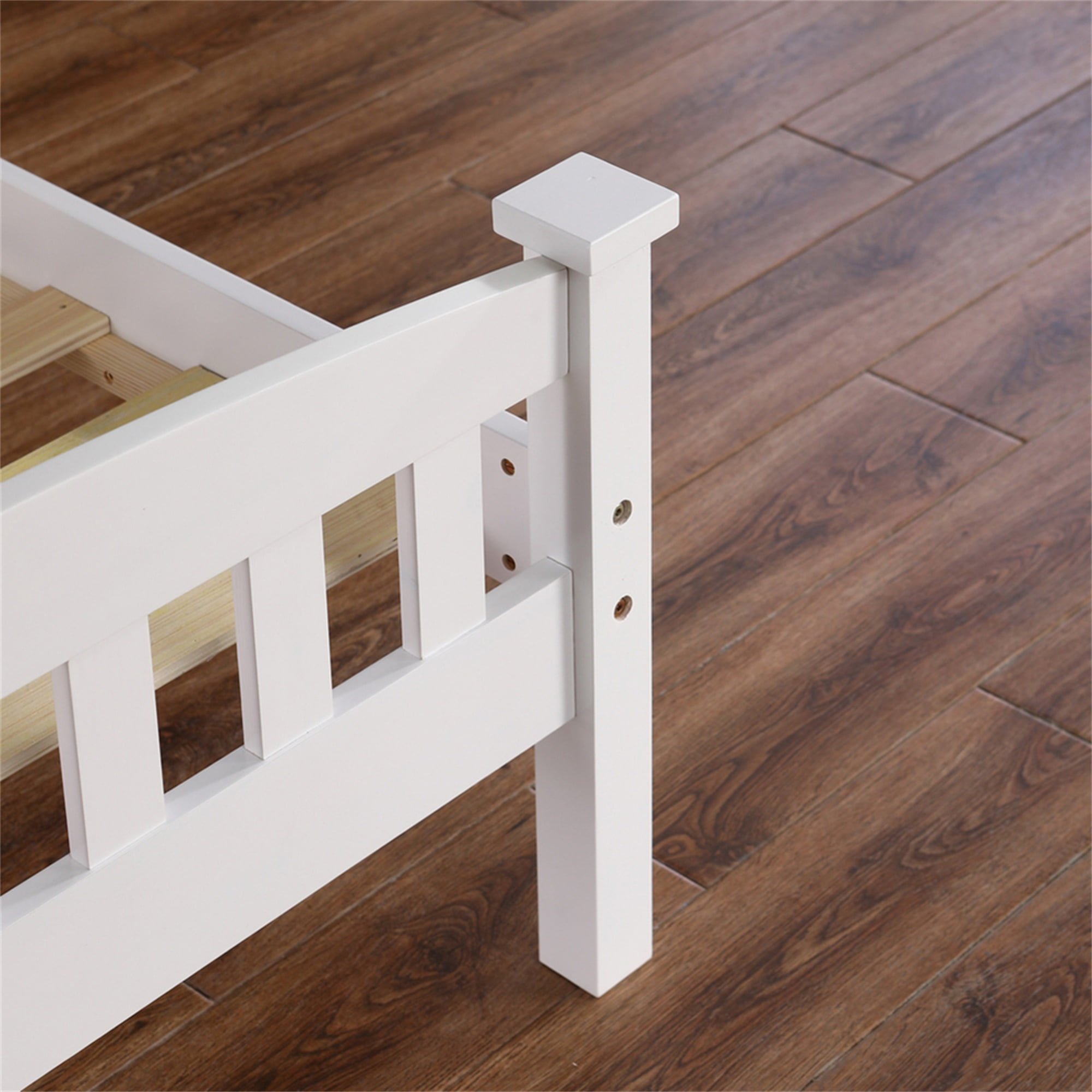 Kadyn Full Size Bed Frame with White Vertical Slat Headboard and Footboard, Solid Wood Platform Bed, Full Size Bed Frame Mattress Foundation with Wood Slat Support, Easy to Assemble, White Kadyn Full Size Bed Frame with White Vertical Slat Headboard and Footboard, Solid Wood Platform Bed, Full Size Bed Frame Mattress Foundation with Wood Slat Support, Easy to Assemble, White