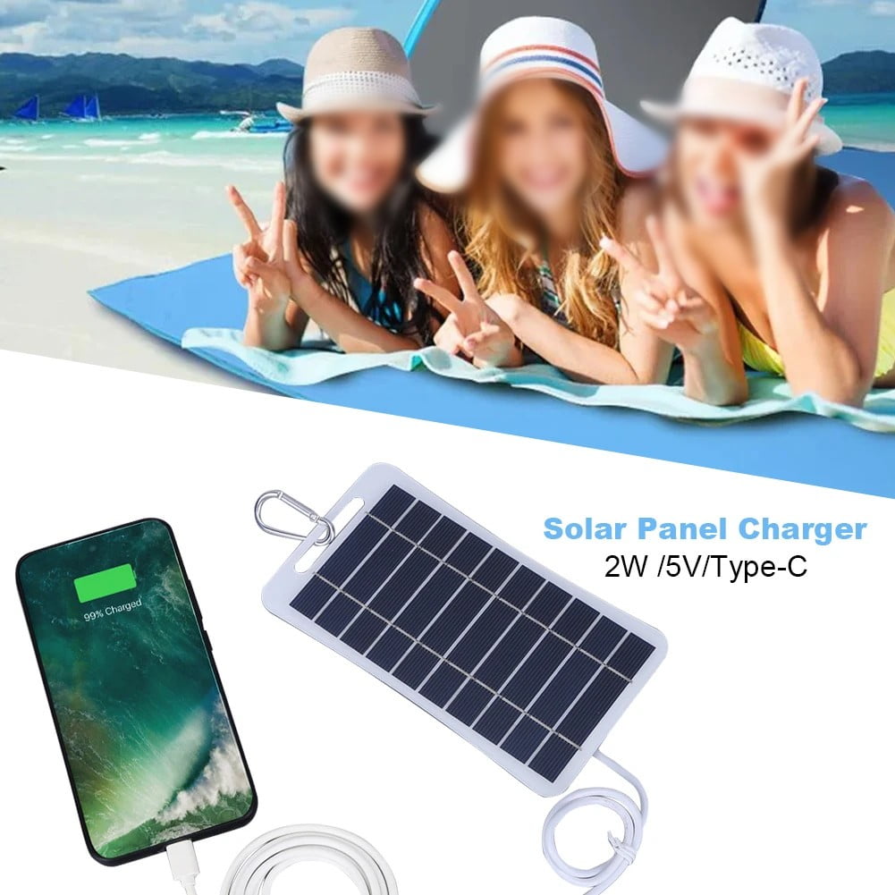 2W 5V Waterproof Portable Solar Panel For Mobile Phone Camping Hiking Charging