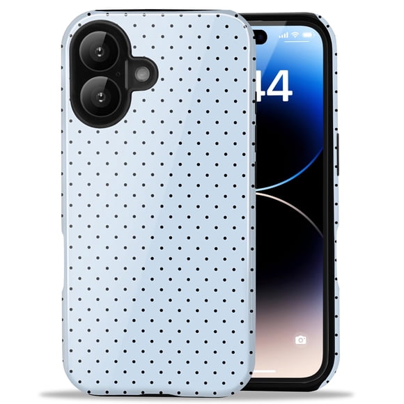 Funda Amzfield para iPhone 16 6.1" Doble Capa con Lunares Azul