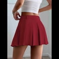 thumbnail image 4 of Faldas Plisadas para Mujer, Minifalda de Cintura Alta, Estilo o Tenis, Corte A, Estilo Animadora. Vino Tinto L, 4 of 7