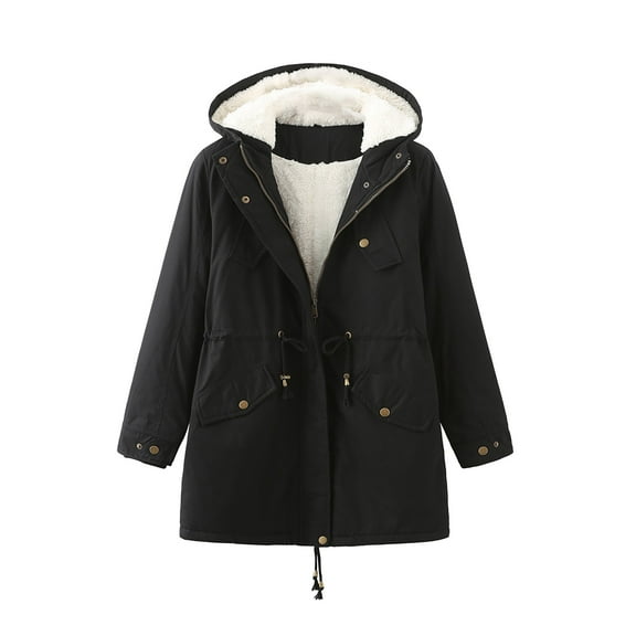 Niaviben Fur Lined Coat Long Puffer Coat Women Warm Jackets for Women Jackets for Women Trendy Puffy Coats for Women Puffy Jackets Winter Jacket for Women Black 3XL