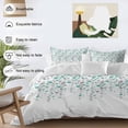 thumbnail image 3 of 3 Piece Weeping Flowers Duvet Cover Set Queen Size,Microfiber Comforter/Quilt Cover with Corner Ties and 2 Pillowcases,Teal Grey Summer Spring Floral Botanical Art Soft Bedding with Zipper Closure, 3 of 8