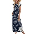 thumbnail image 1 of Vestido largo Zeagoo Summer para mujer Cruise con bolsillos negros con estampado floral, 1 of 7