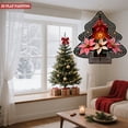 thumbnail image 2 of Stylish Metal Hanging Tree-Shaped Wind Spinner - Geometric Design with Vibrant Poinsettias Light for Garden Decor, 2 of 7