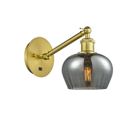 317-1W-SG-G93-LED-Innovations Lighting-Fenton - 1 Light Wall Sconce In Art Nouveau Style-9.88 Inches Tall and 6.5 Inches Wide Satin Gold Plated Smoke