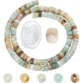 thumbnail image 1 of 1 Box DIY Stretch Bracelets Making Kit Including 1 Strand Amazonite Jasper Heishi Disc Rondelle Spacer Beads & 1 Roll Stretchy Beading Elastic Thread for Jewellery Making Crafts, 1 of 9