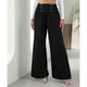 thumbnail image 5 of Pantalones Sueltos Para Mujer Pantalones De Pierna Ancha Para Mujer Cintura Alta Cintura Elástica Transpirables Respetuosos Con La Piel Color Puro Para El Día A Día Para ANGGREK  Ropa, 5 of 7