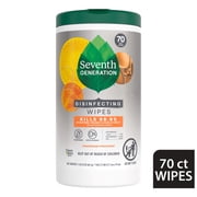 Seventh Generation Disinfecting Wipes, Lemongrass Citrus, 70 Wipes