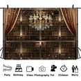 thumbnail image 4 of 8 x 6 ft Bookshelf Photo Backdrop,Glitter Crystal Chandelier Library Bookcase Fabric Background Official Metting Video Wallpaper Event Banner Photography Photo Shoot Birthday Party Decoration, 4 of 4