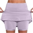 thumbnail image 2 of QATAINLAV Skorts for Woman, Womens Casual Layered Ruffle Mini Skirts Milk Silk Soft Yoga Culottes Solid Athletic Running Skirt with Shorts Purple XL, 2 of 7