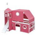 thumbnail image 6 of Harper & Bright Designs House Twin Loft Bed Frame with Slide and Tent, Castle Playhouse Bed Frame with Ladders for Boys Girls, Pink, 6 of 18