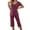 Wine, variant on Womens High Waisted Linen Capris Pants, Women's Short Sleeve V-Neck Top Cropped Pants Print Suit, Quickly Dried, Soft and Breathable, Blue, S