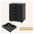 thumbnail image 3 of File Cabinet, Mobile Filing Cabinet w/Universal Wheels & 5 Drawers, Wood Printer Stand with Storage, Rolling File Cabinets for Home Office, Living Room, Bedroom (Black, 5 Drawers), 3 of 8