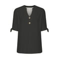 thumbnail image 3 of Ahabrexf Women's Summer Tops, Solid Color Casual Short Sleeve Blouse with Tied Sleeve Detail, 3 of 7
