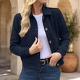 thumbnail image 2 of DeHolifer Womens Jackets Casual Solid Color Cropped Coats Button Down Winter Shackets Navy XXL, 2 of 8