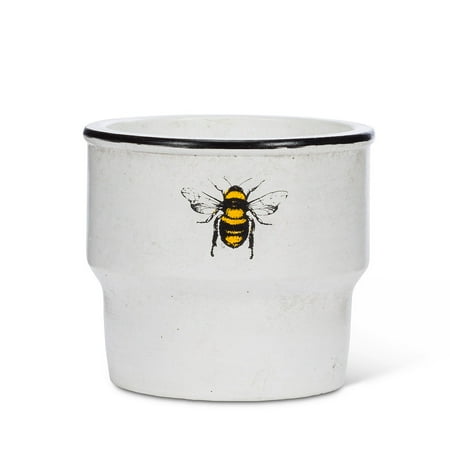 Set of 4 Medium Rimmed Planter with Solo Bee