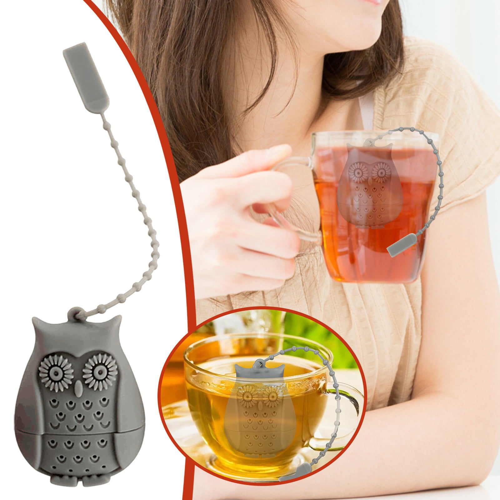 Tea Infuser Silicone Owl Shape Coffee & Tea Bags Tea Strainers Herb Spice Filter 