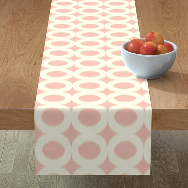 Table Runner Peach Ikat Pink Circles Graphic Modern Bold Mod Cotton