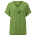 thumbnail image 2 of MSJUHEG Womens Tops Oversized Sweatshirt For Women Ladies Casual V Neck Short Sleeve T Shirt Pleated Solid Color Button Top Sweatshirt For Women Green S, 2 of 8