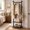 Black, variant on Freestanding Solid Wood Coat Rack with Shelves and Wheels, Entryway Coat Tree Stand with Hooks and Shoe Storage, Walnut Brown