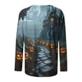 thumbnail image 5 of Halloween Shirts for Women Long Sleeve Round Neck Pumpkin Graphic Print Funny Tee Tshirts Loose Fit Plus Size (M, Green), 5 of 5