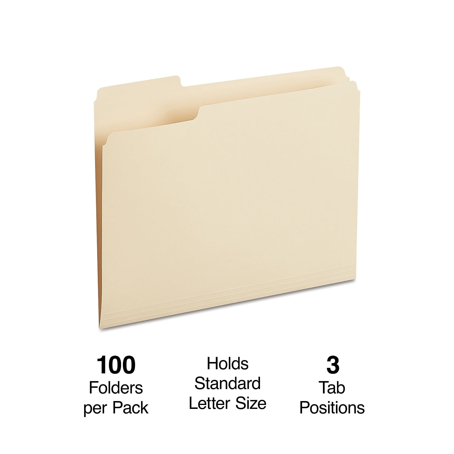 Staples 30% Recycled File Folders 1/3-Cut Tab Letter Size Manilla 100/Box (ST116749/116749)
